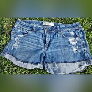 Abercrombie & Fitch Y2K Blue Distressed Denim Shorts, Size 10,